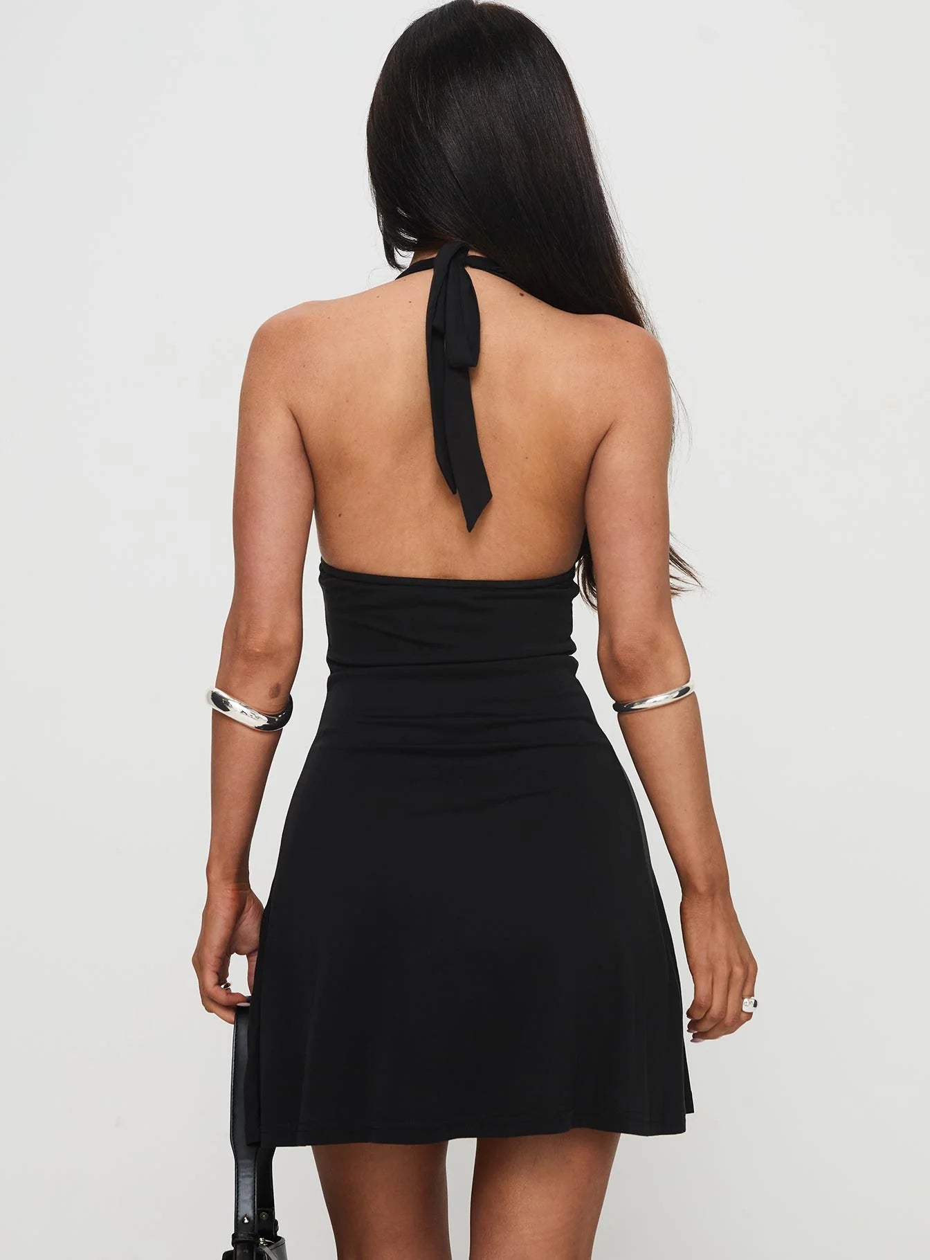 Tinisie Halter Mini Dress Black