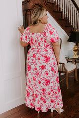 Sweet Surprise Floral Maxi Dress in Hot Pink Curves