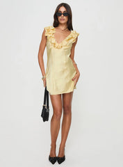 Butacup Frill Mini Dress Yellow