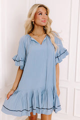 Mimosas On The Patio Mini Dress in Airy Blue
