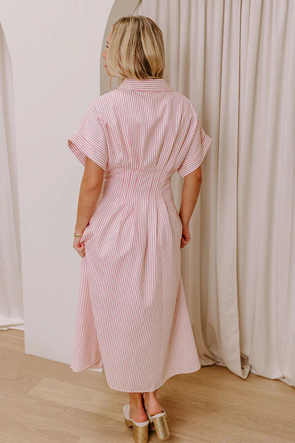 Sunlit Stroll Stripe Maxi Dress in Pink