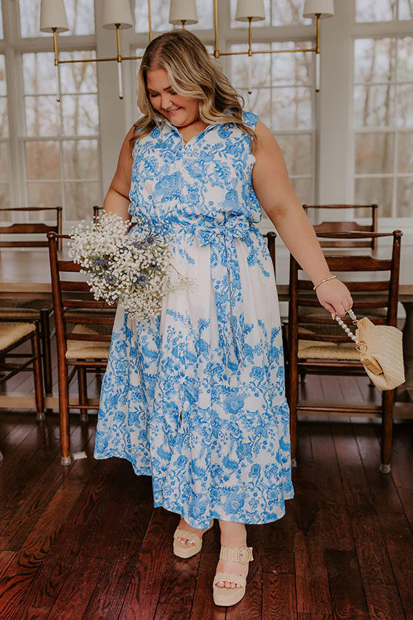 Tea Garden Stroll Floral Midi Dress Curves