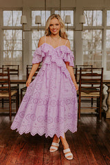 Cue The Charm Eyelet Midi Dress