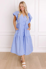 Subtle Charm Button Down Midi Dress in Light Periwinkle