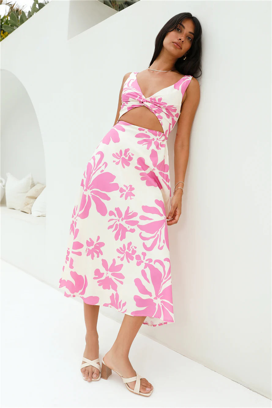 Sunset Sorbet Midi Dress Pink