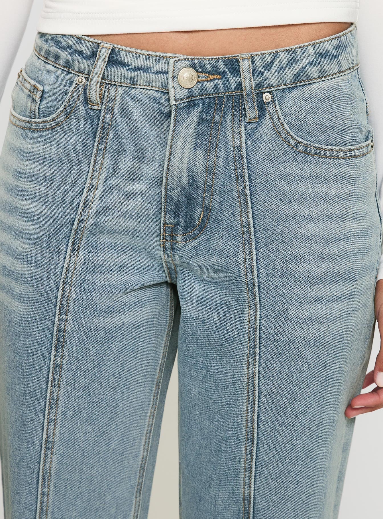 White Mustang Side Split Jean Light Blue