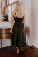 Social Hour Cut Out Midi Dress in Black