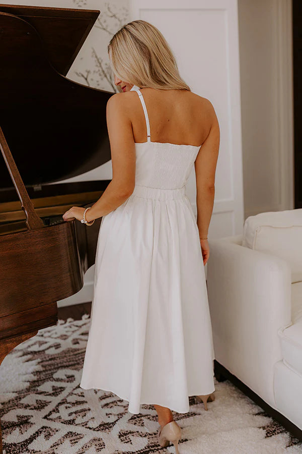 Social Hour Cut Out Midi Dress in Ivory