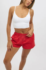 Red Track Shorts Side Stripe