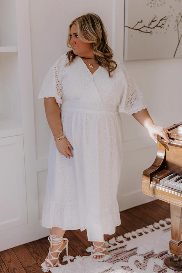 Romantic Bliss Eyelet Midi Dress Curves