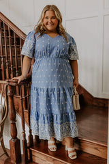 Sunday Brunch Floral Embroidered Midi Dress Curves