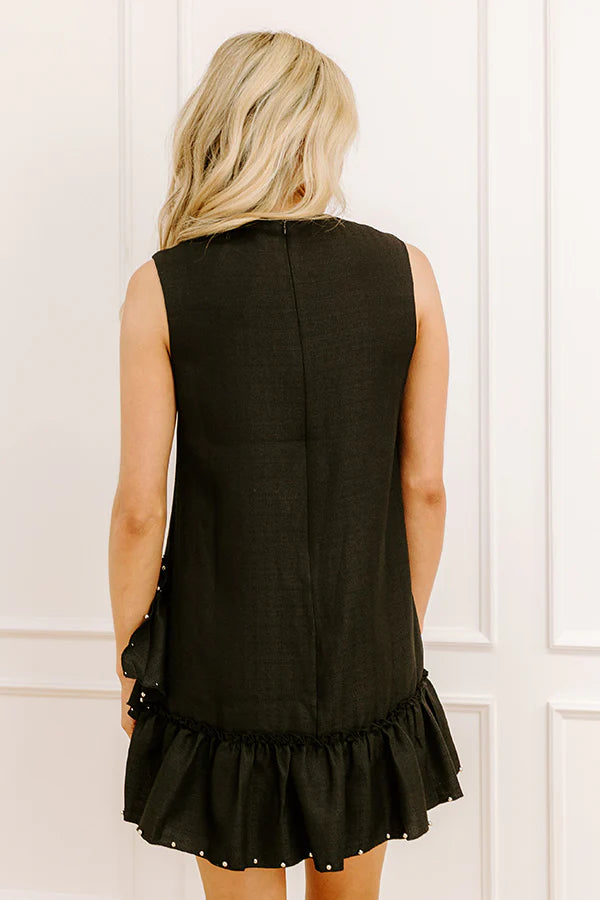 Uptown Charm Embellished Mini Dress in Black