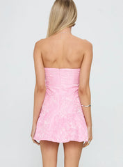 Aubriana Strapless Mini Dress Pink Jacquard