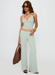 Anora Halter Wide Leg Set Blue / White Stripe