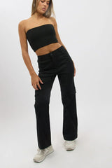 Black Cargo Pants Mid Rise