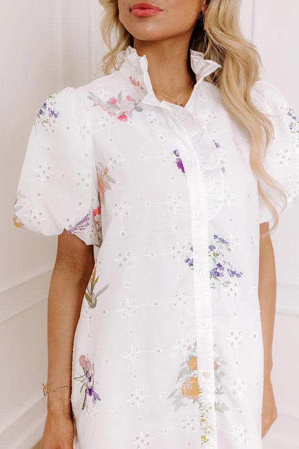 Brunch Date Floral Eyelet Mini Dress
