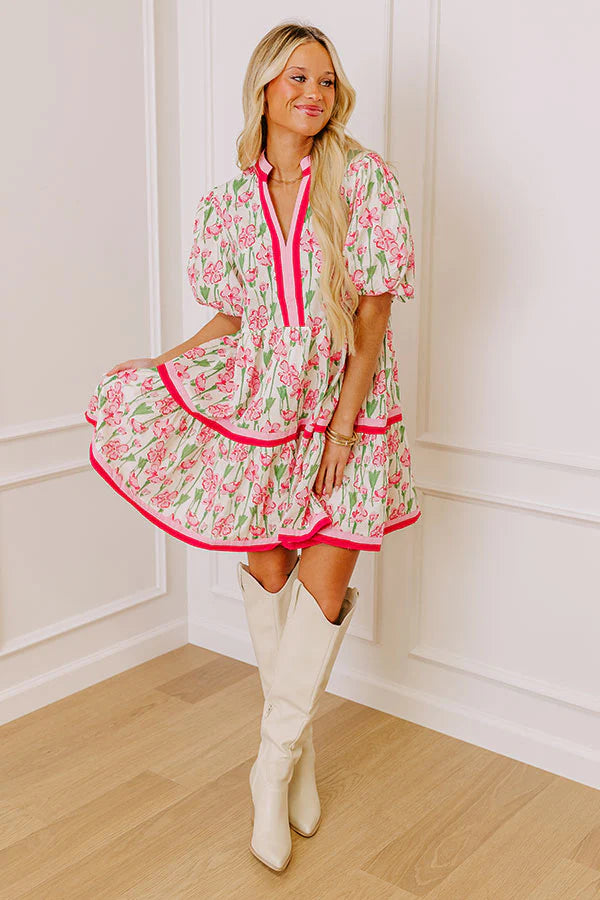 Fresh Horizon Floral Mini Dress in Pink