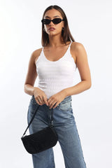 White Textured Cami Top Seamless