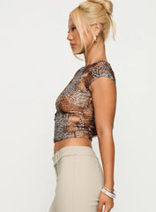 Tied In Short Sleeve Top Leopard