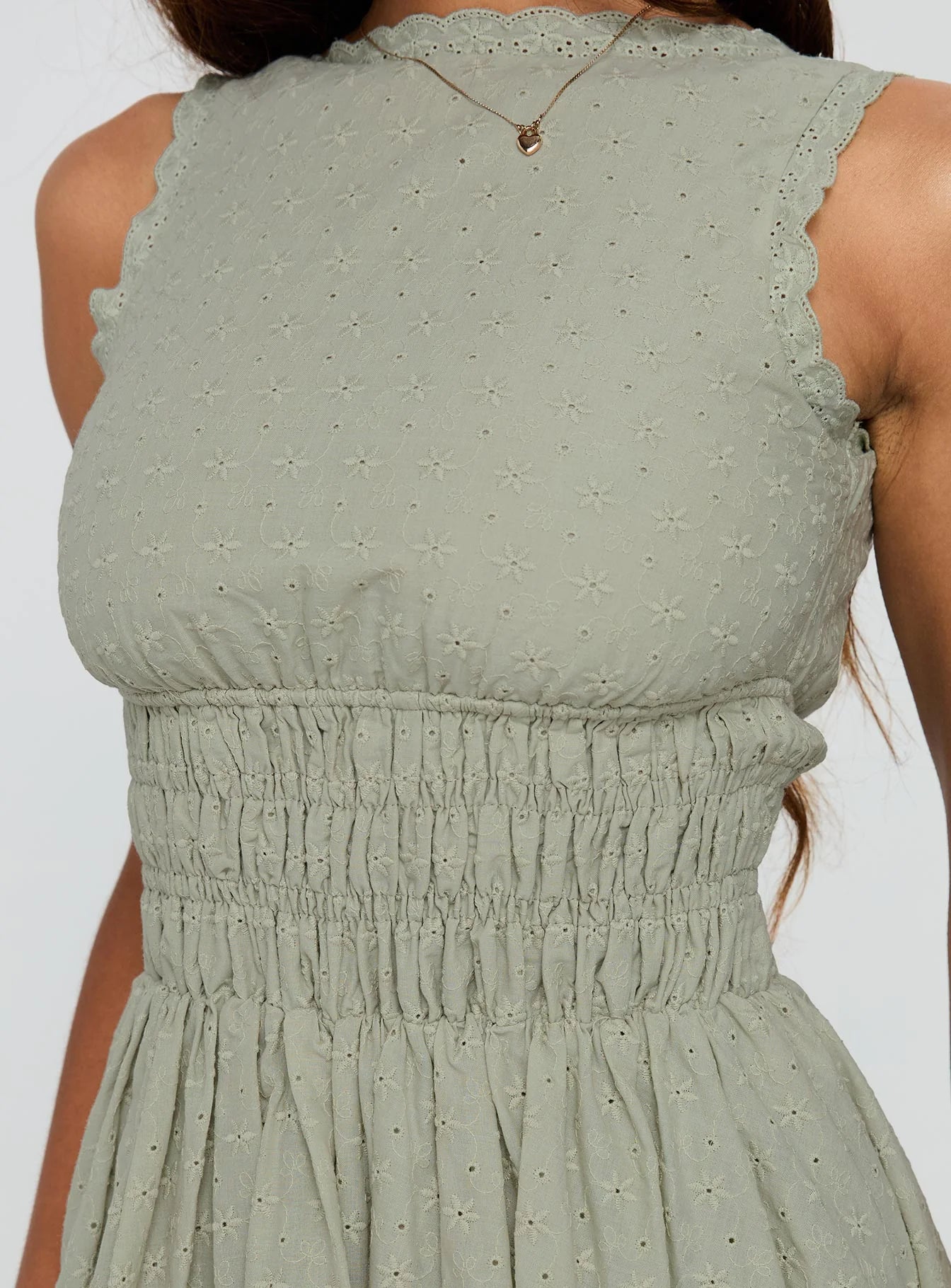 Vittoria Bubble Hem Mini Dress Sage