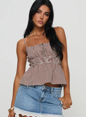 Ansilin Top Brown Check