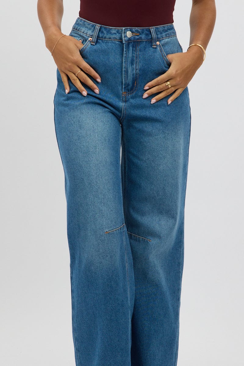 Denim Barrel Jeans Mid Rise