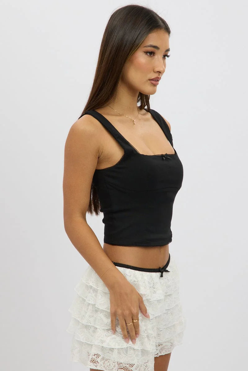Black Corset Top Sleeveless Stretch