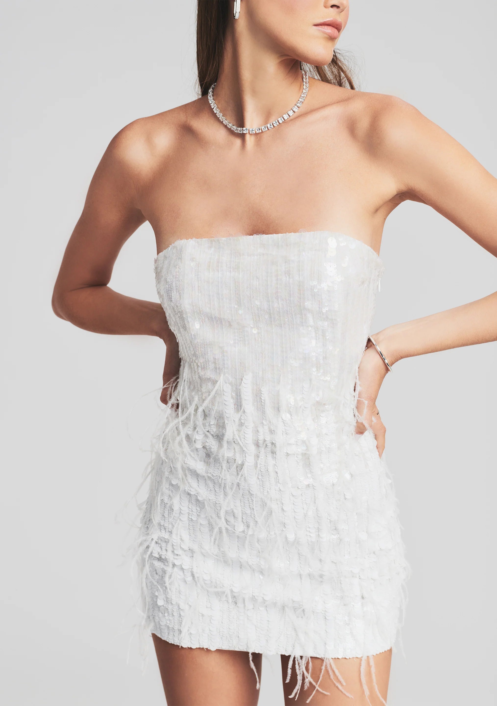 Anastasia Sequin Feather Dress