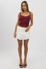 Red Sleeveless Tank Top Rib