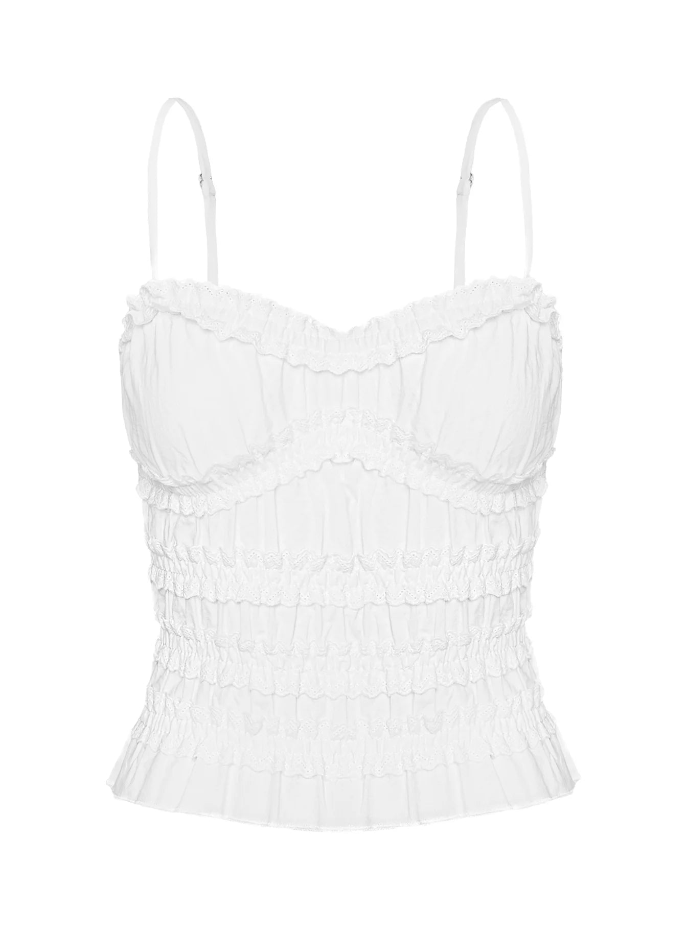 Angelie Cotton Ruched Top White