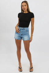 Black T Shirt Short Sleeve Crew Neck Modal