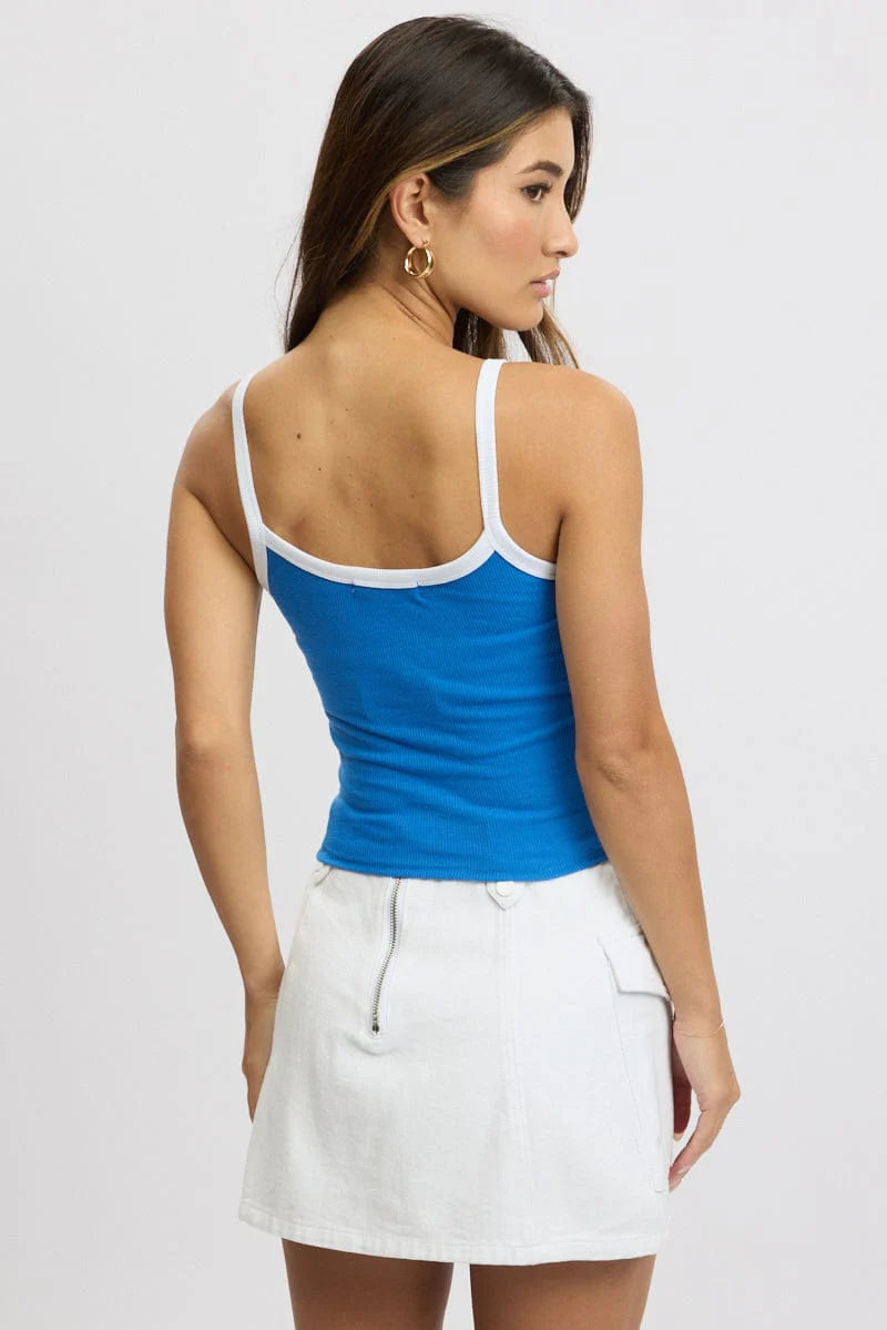 Blue Graphic Singlet Top