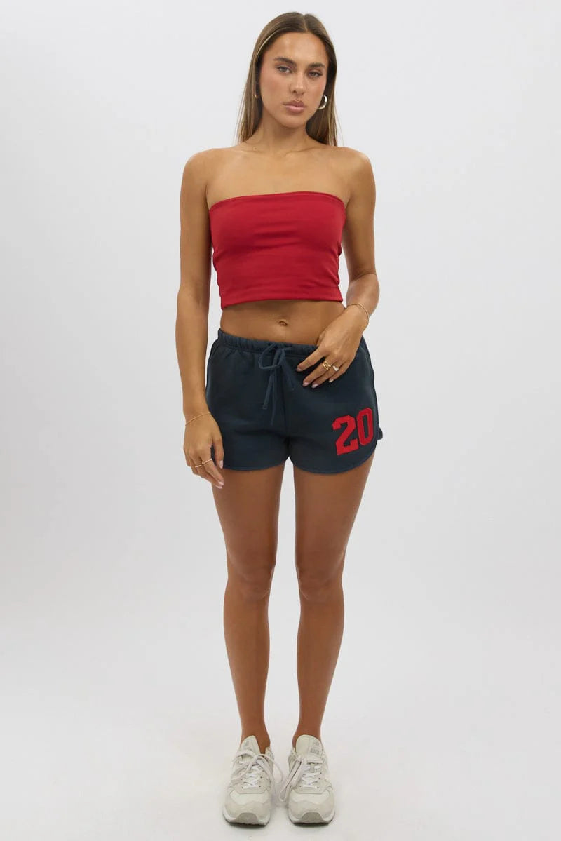 Blue Track Shorts Low Rise