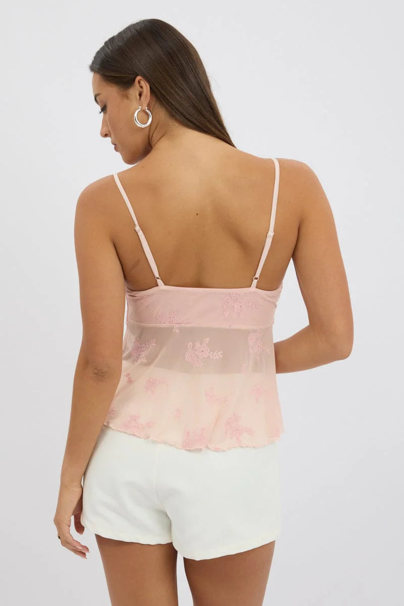 Pink Cami Top Mesh