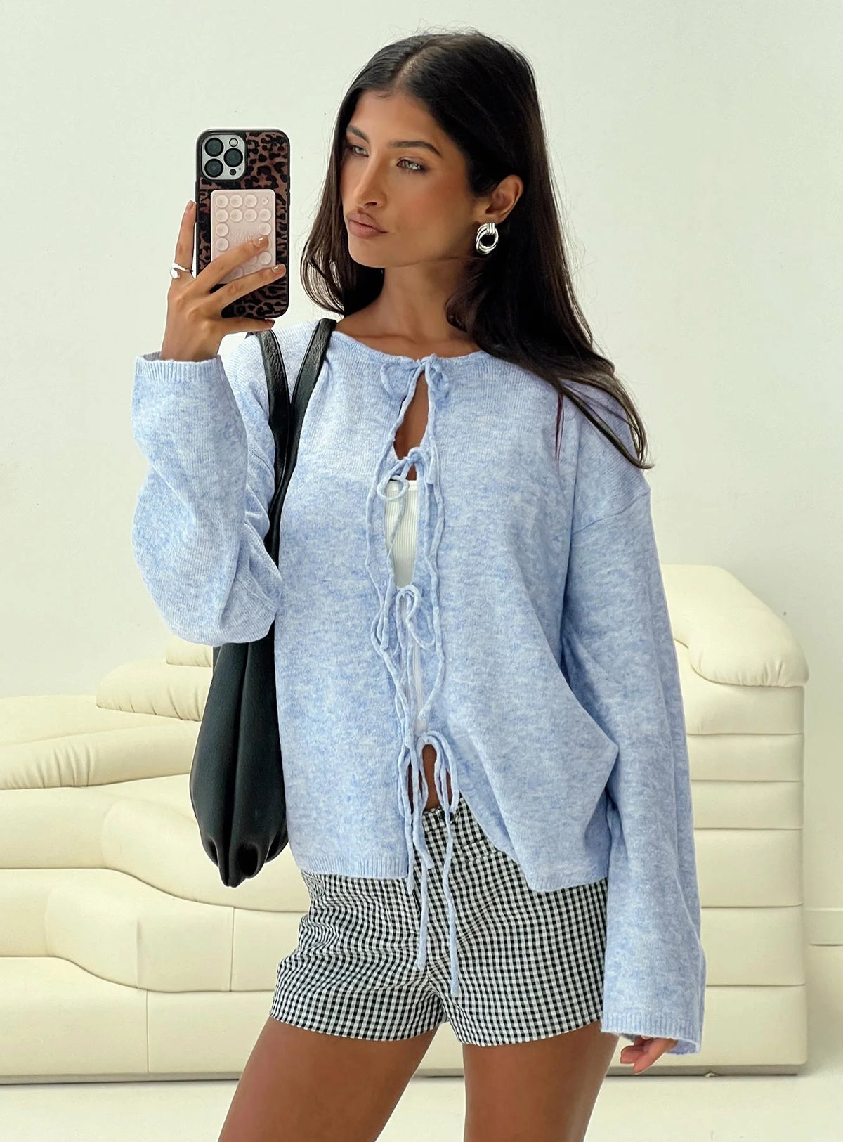 Frosty Knit Cardigan Blue