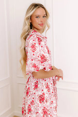 Love-Struck Floral Midi Dress in Blush